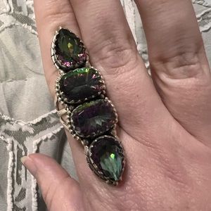Sterling silver mystic quartz crawler ring